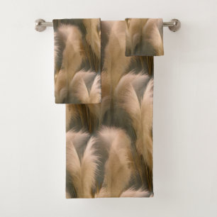 Lush Field Of Pampas Grass Photo Realistic AI Art Bath Towel Set