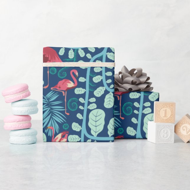 Lush Flamingo Jungle Wrapping Paper (Baby Shower)