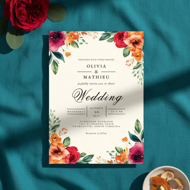 Lush Floral Botanical Arch Wedding Invitation (Creator Uploaded)