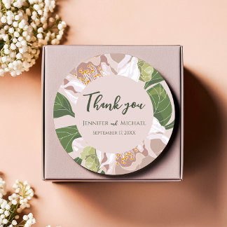 Lush Flower and Greenery Elegant Classic Round Sticker