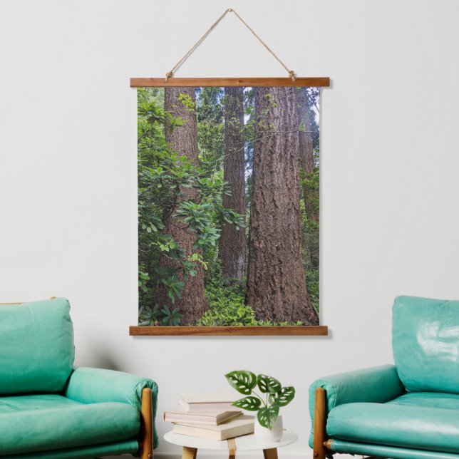Lush Forest Douglas Fir Trees Hanging Tapestry (Living Room)