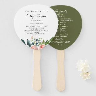 Lush Garden Floral Wedding Program Hand Fans