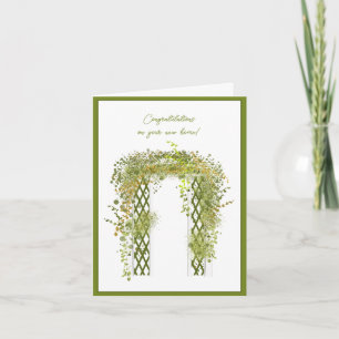 Lush Garden Trellis with Ivy and Foliage New Home Card