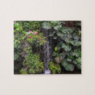 Lush Garden Waterfall, China Jigsaw Puzzle