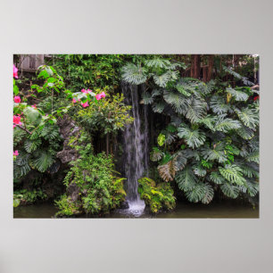 Lush Garden Waterfall, China Poster