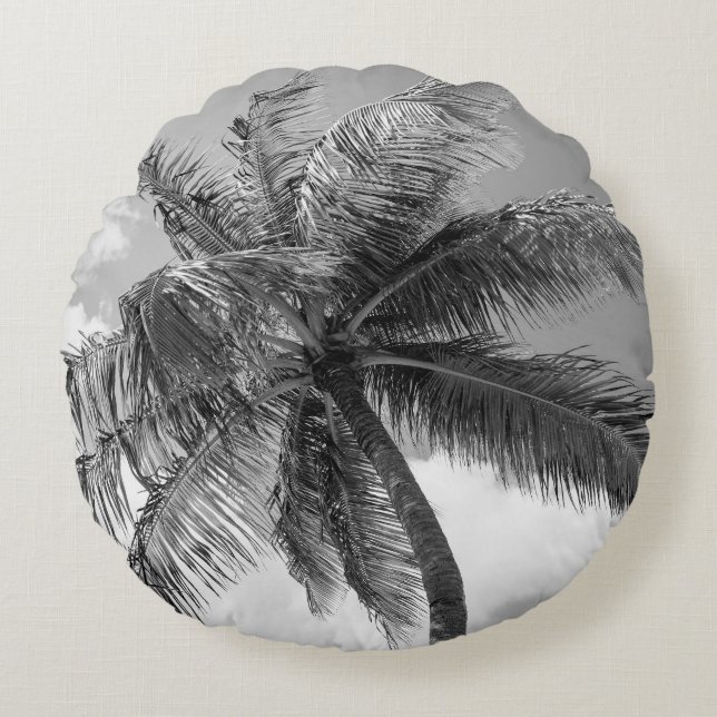 Lush Glam Palm Tree 2 Round Pillow (Front)