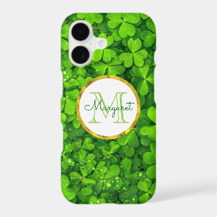 Lush Green Clovers with FAUX Gold Foil & Monogram