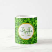 Lush Green Clovers with FAUX Gold Foil & Monogram