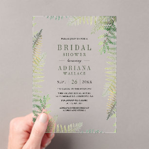 Lush Green Ferns Bridal Shower Acrylic Invitations