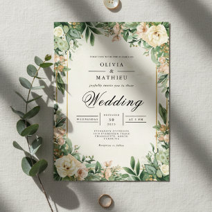 Lush Green Floral Archway Wedding Invitation