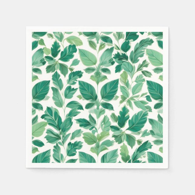 Lush Green Foliage Pattern Napkin (Front)
