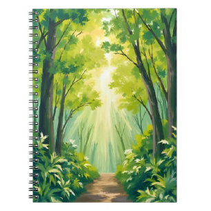Lush Green Forest Nature Landscape Watercolor Notebook