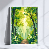 Lush Green Forest | Nature Landscape Watercolor