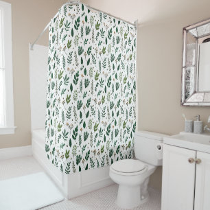 Lush Green Leaves And Flowers on White
