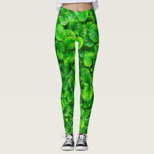 Lush Green Leaves Leggings