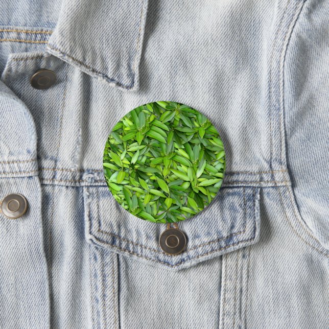 Lush Green Leaves Pattern – Nature Botanical  3 Inch Round Button (In Situ)