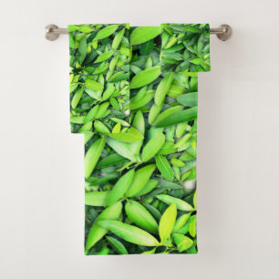 Lush Green Leaves Pattern – Nature Botanical Bath Towel Set