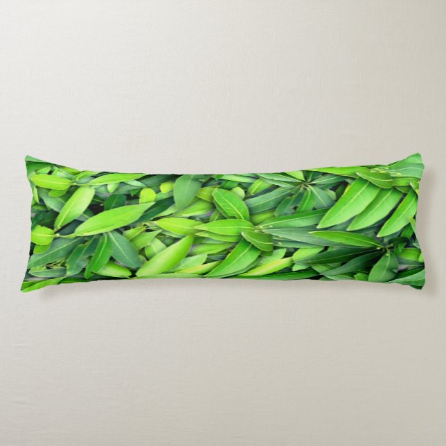 Lush Green Leaves Pattern – Nature Botanical  Body Pillow (Front)