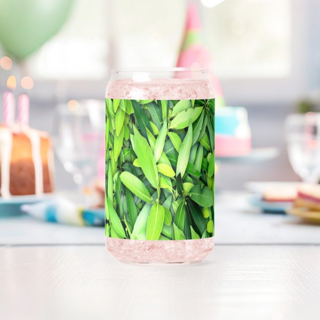 Lush Green Leaves Pattern – Nature Botanical  Can Glass (Insitu (Birthday))
