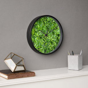 Lush Green Leaves Pattern – Nature Botanical  Clock