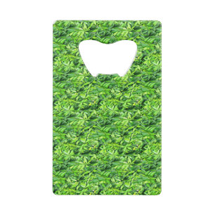 Lush Green Leaves Pattern – Nature Botanical Credit Card Bottle Opener