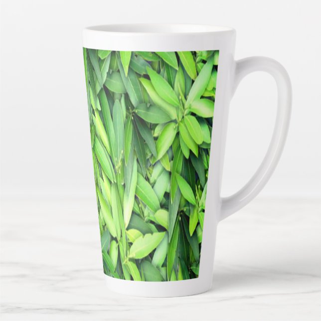 Lush Green Leaves Pattern – Nature Botanical  Latte Mug (Right)