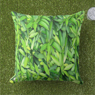 Lush Green Leaves Pattern – Nature Botanical Outdoor Pillow