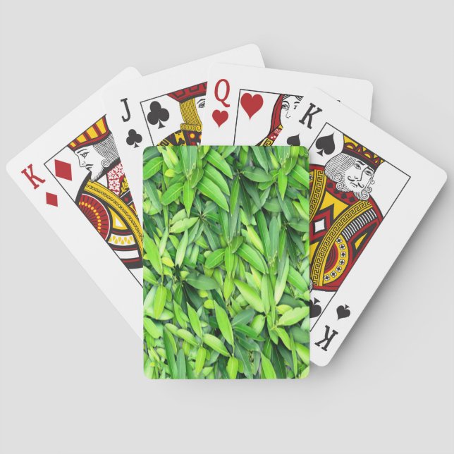 Lush Green Leaves Pattern – Nature Botanical  Playing Cards (Back)