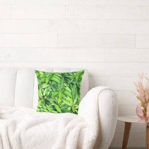 Lush Green Leaves Pattern – Nature Botanical Throw Pillow