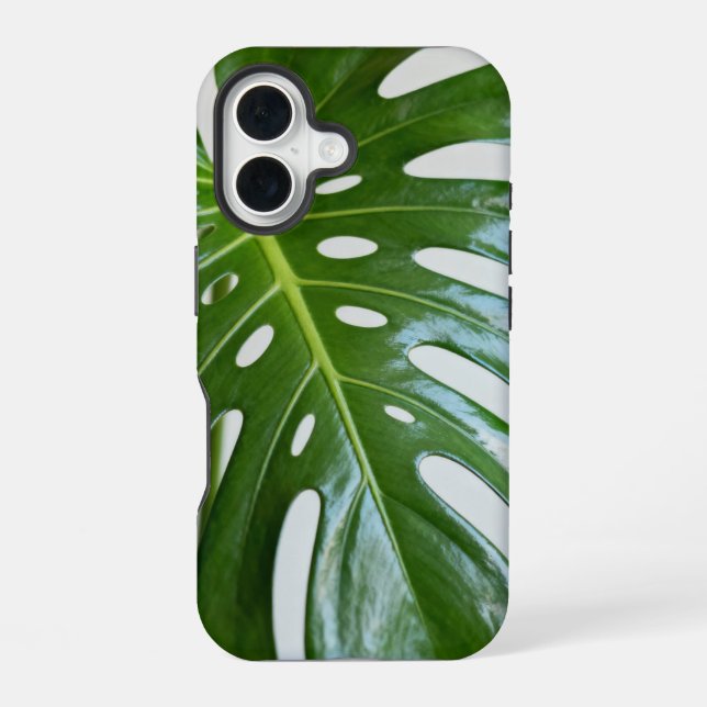 Lush Green Monstera Leaf iPhone 16 Case (Back)