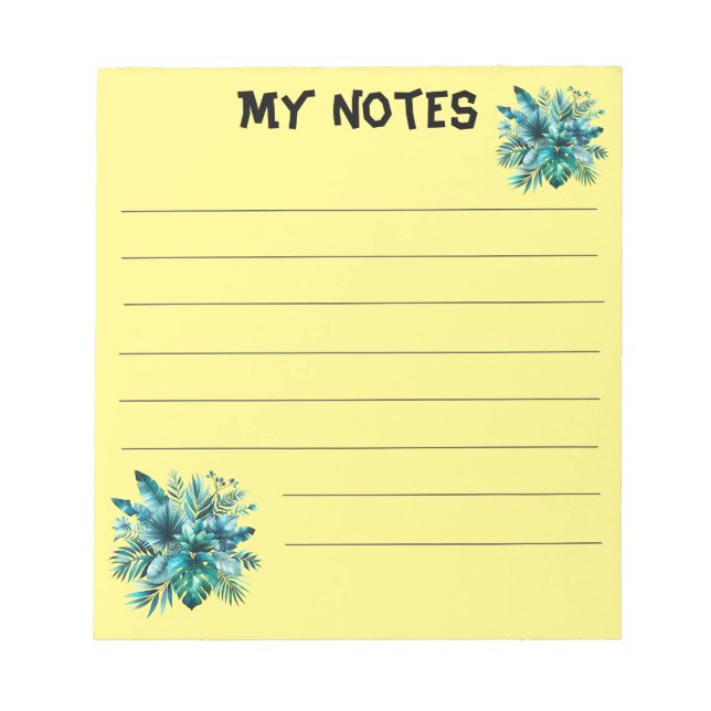 Lush green tropical leaves  notepad (Front)