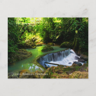 Lush Green Waterfall Travel Destination Indonesia Postcard
