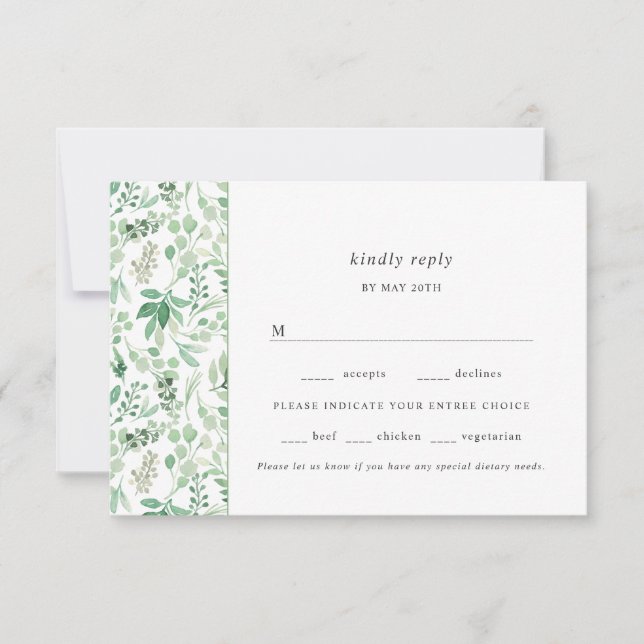 Lush Greenere menu choix mariage rsvp (Devant)