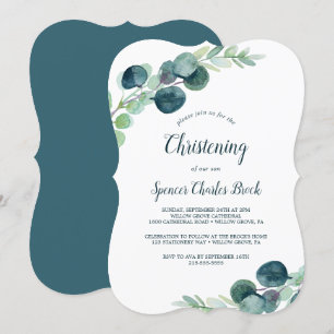 Lush Greenery and Eucalyptus Christening Invitation