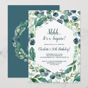 Lush Greenery and Eucalyptus Surprise Party Invitation