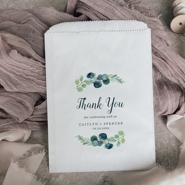 Lush Greenery and Eucalyptus Thank You Wedding Favour Bag (Creator Uploaded)