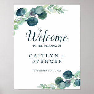 Lush Greenery & Eucalyptus Welcome Wedding Poster