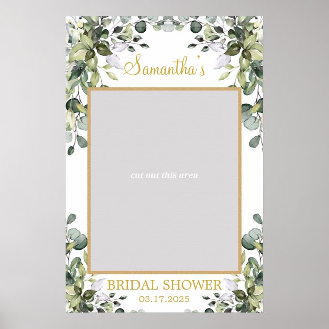 Lush greenery foliage eucalyptus and gold photo poster (Front)