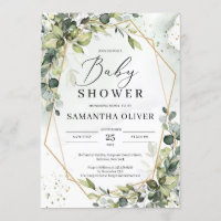 Lush greenery foliage gold geometric baby shower