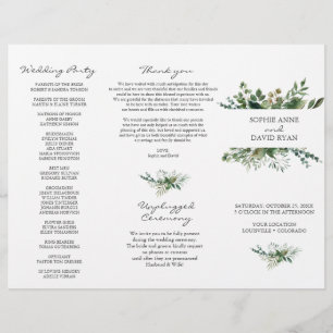 Lush Greenery Frame Tri+Fold Wedding Program