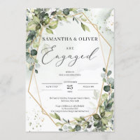 Lush greenery gold geometric boho engagement
