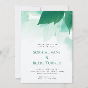 Lush Greenery Modern Botanical White Wedding Invitation