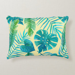 Lush greenery of tropical plants from jungle. Endl Accent Pillow