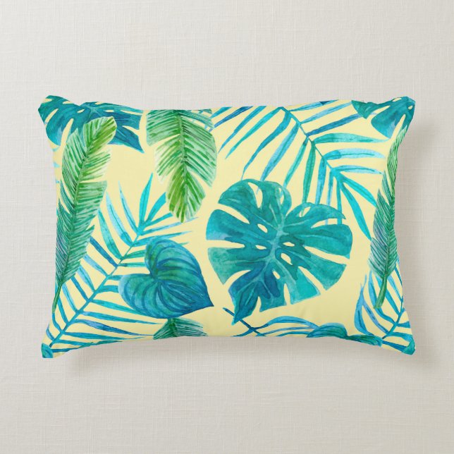Lush greenery of tropical plants from jungle. Endl Accent Pillow (Front)