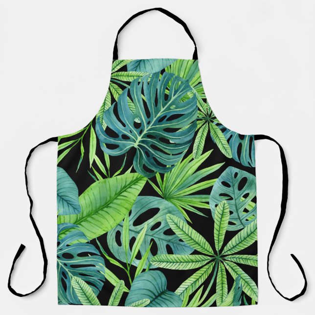 Lush Greenery: Tropical Plant Pattern Apron (Front)
