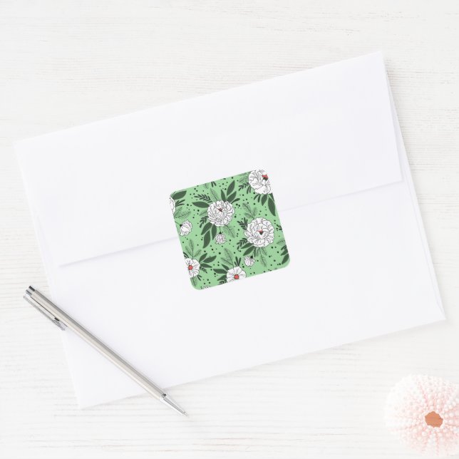 Lush Greenery Vegetable Floral Garden  Square Sticker (Envelope)