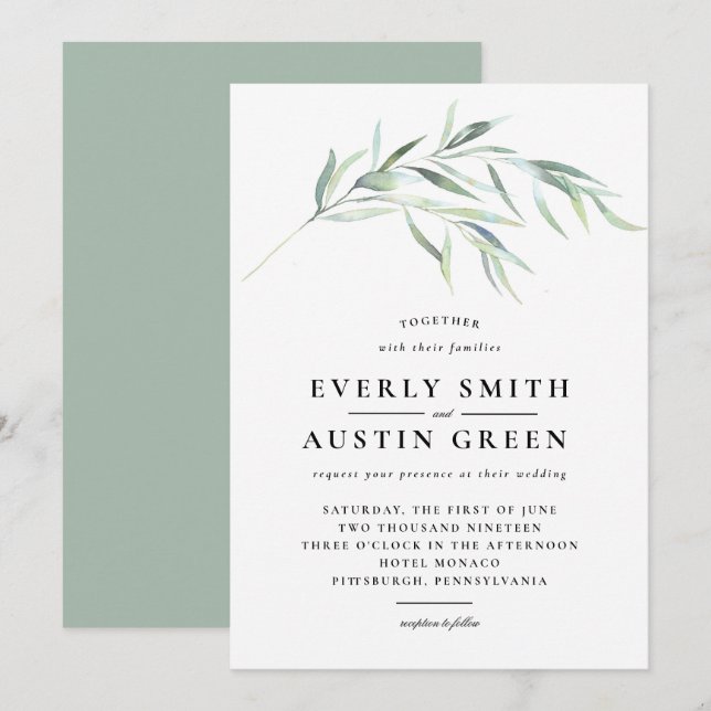 Lush Greenery Wedding Invitation (Front/Back)