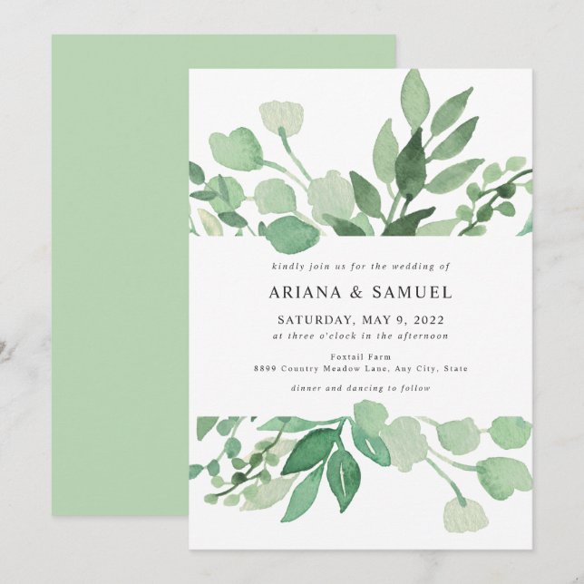 Lush Greenery wedding invitation 4197 (Front/Back)