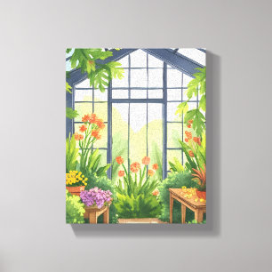 Lush Greenhouse Floral Botanical Garden Canvas Print