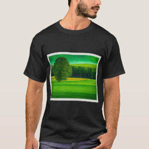 Lush Greenland with Majestic Green Tree" T-Shirt